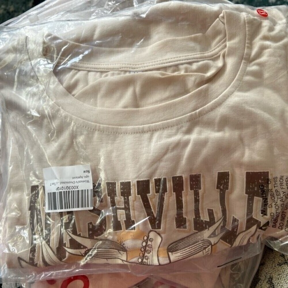 Rodeo cowgirl women western Oversized beige T-shirts country beige Oversized top - Picture 7 of 8